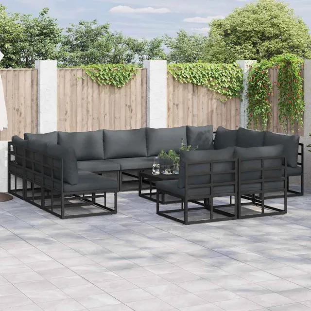 vidaXL Tuinbankenset 12 st Zwart Aluminium, foto 2