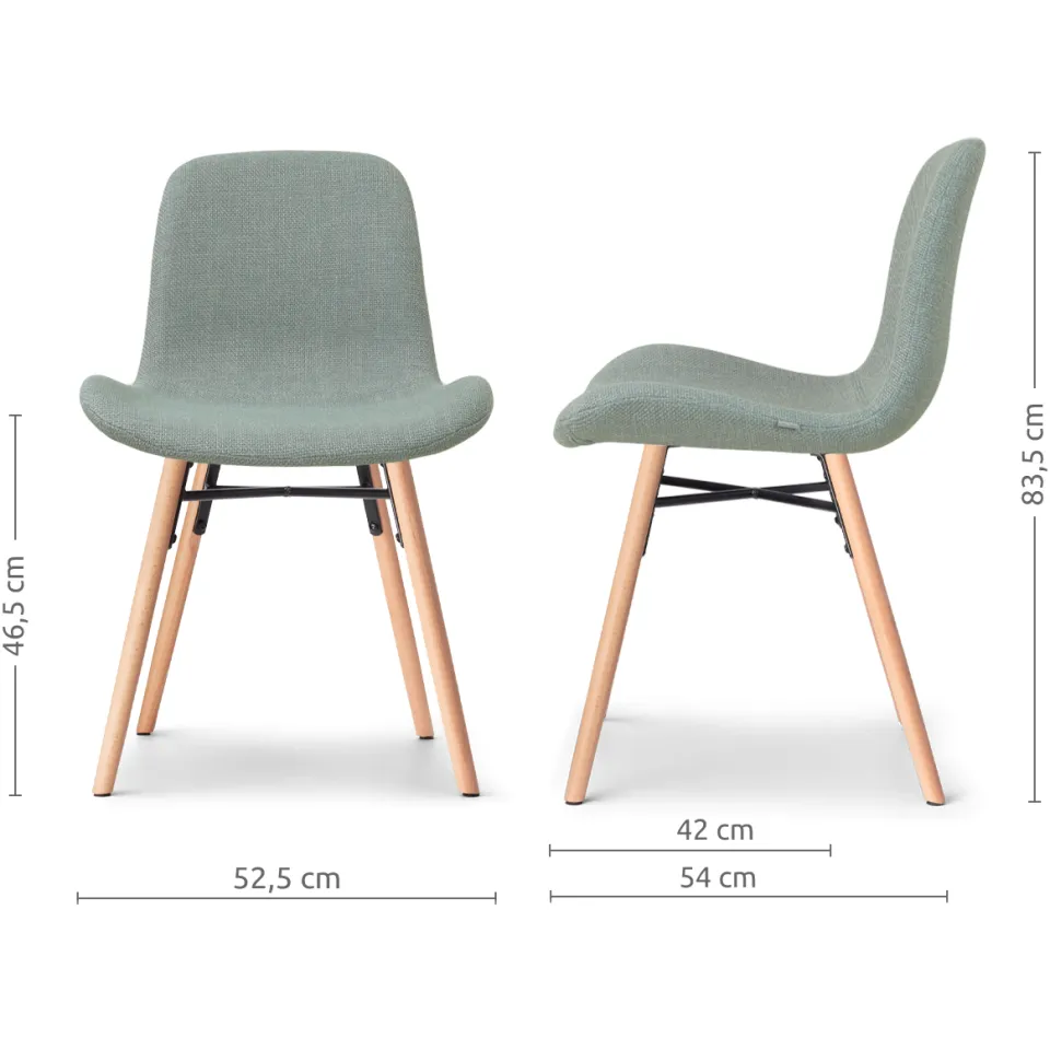 Nolon Nena-Fé eetkamerstoel saliegroen - houten onderstel, foto 3