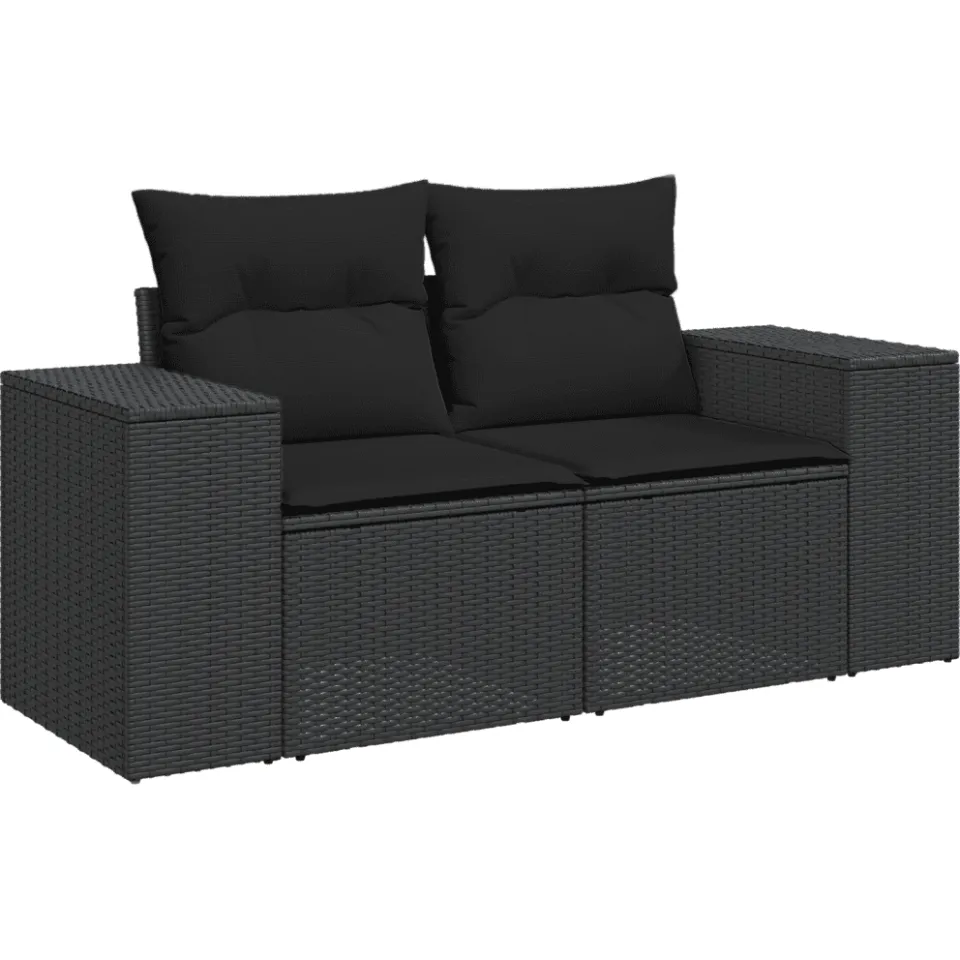 vidaXL 13-delige Tuinset met kussens poly rattan zwart