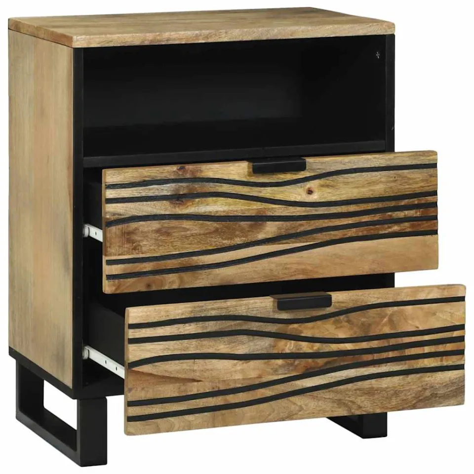 vidaXL Nachtkastje Naturel 50 x 33 x 62 cm Bewerkt hout, foto 2