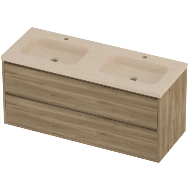 Proline Rollo Badmeubelset Hardsteen Elegant 2 Laden 120x46x54 cm Sand Stone Cider Oak Eiken