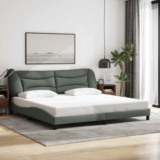 vidaXL Bedframe zonder matras "Hvar" stof donkergrijs 200x200 cm
