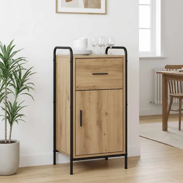 vidaXL Dressoir Artisanaal eiken 97 x 33 x 81 cm Bewerkt hout, foto 2
