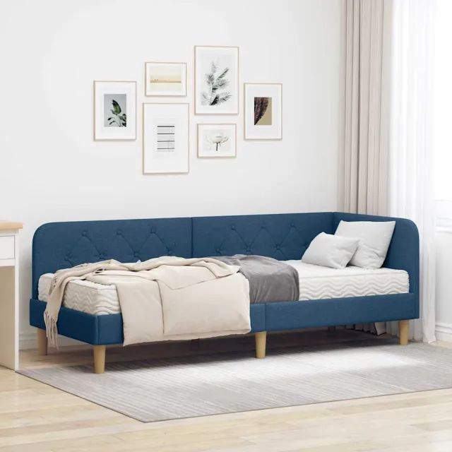 vidaXL Hoekbedframe Blauw 80 x 200 cm Stof