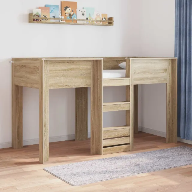 vidaXL Bunk Bed voor Kinderen Sonoma Eiken 75 x 190 cm Bewerkt hout Bruin