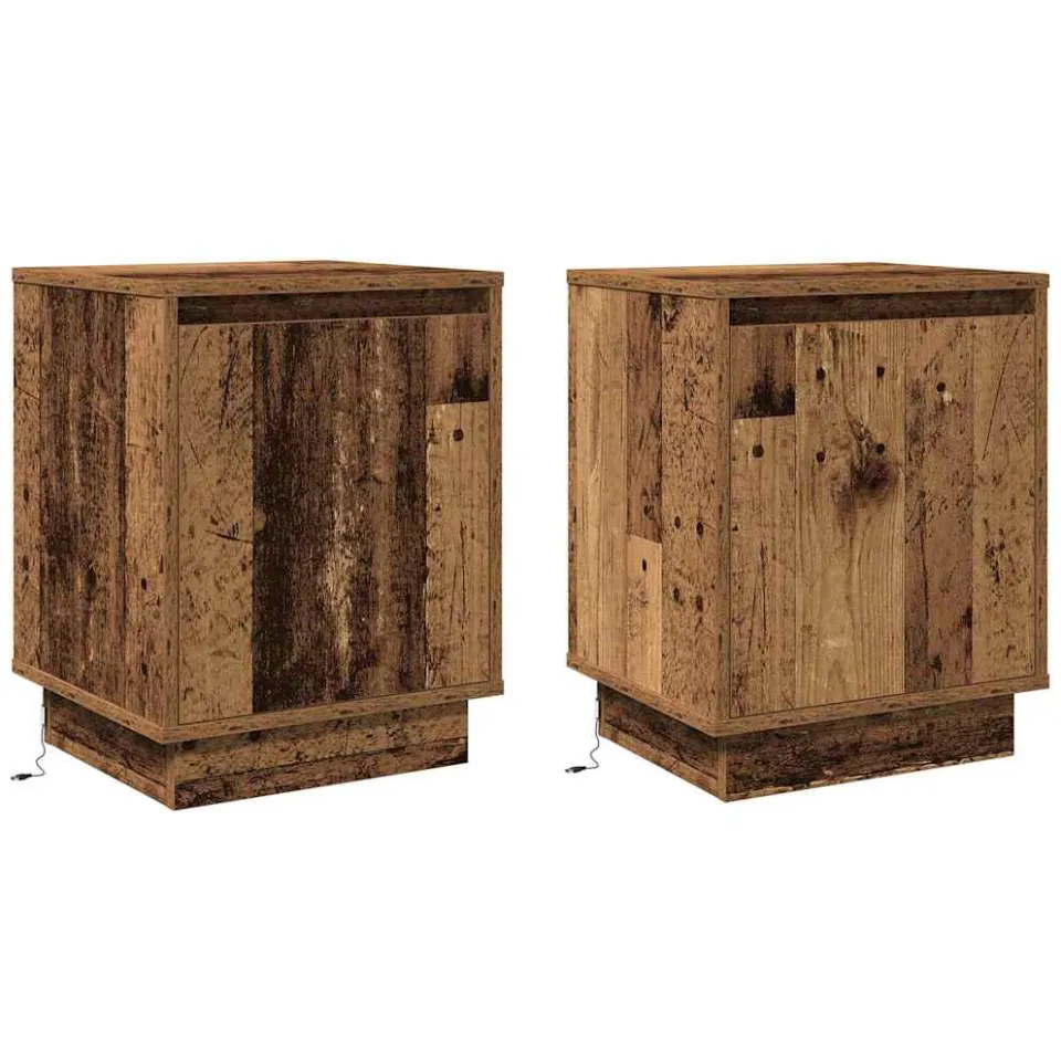 vidaXL Nachtkastje 2 st Oudhout 39 x 34,5 x 50 cm Bewerkt hout bruin, foto 3