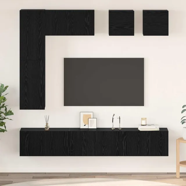 vidaXL Tv-meubelset 8 st 190,5 x 28,5 x 151 cm Zwart Eiken, foto 2