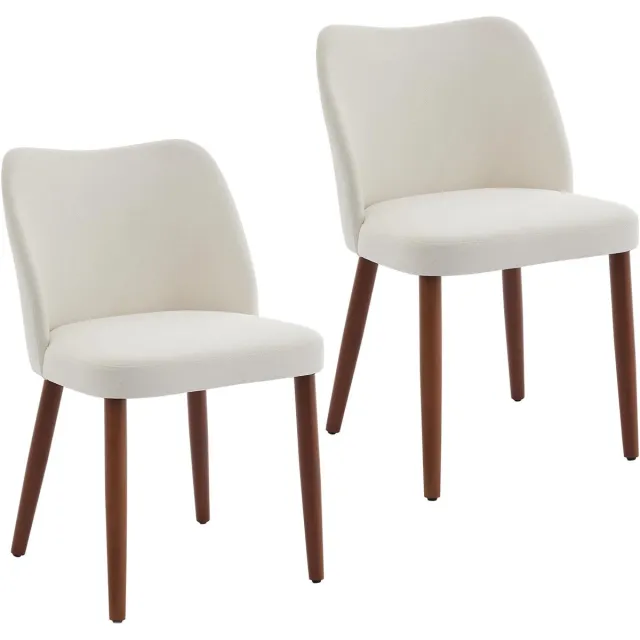 HOERFURIY Eetkamerstoelen Set van 2 - Witte Stoelen Wing Backrest Hout 136kg