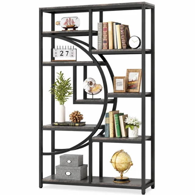 Production of Ideas Boekenkast - Industrieel - 5-Laags Etagere - Vrijstaand Hoog - Organisator - Hout Grijs