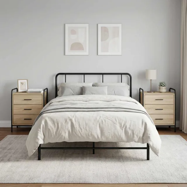 vidaXL Nachtkastje 2 st Sonoma Eiken 48 x 36,5 x 60 cm Bewerkt hout, foto 2