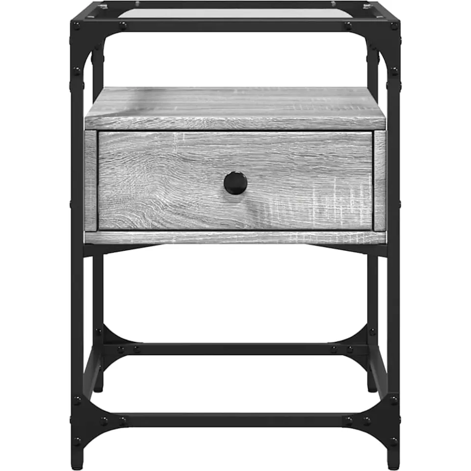 vidaXL Nachtkastjes 2 st 40x40x55 cm bewerkt hout grijs sonoma