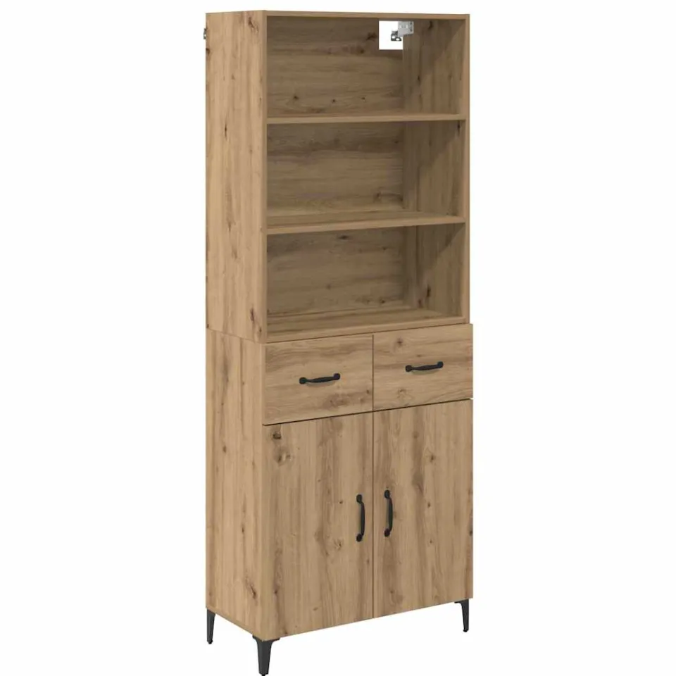 vidaXL Hoge kast Artisan Eiken 69,5 x 34 x 180 cm Bewerkt hout, foto 3