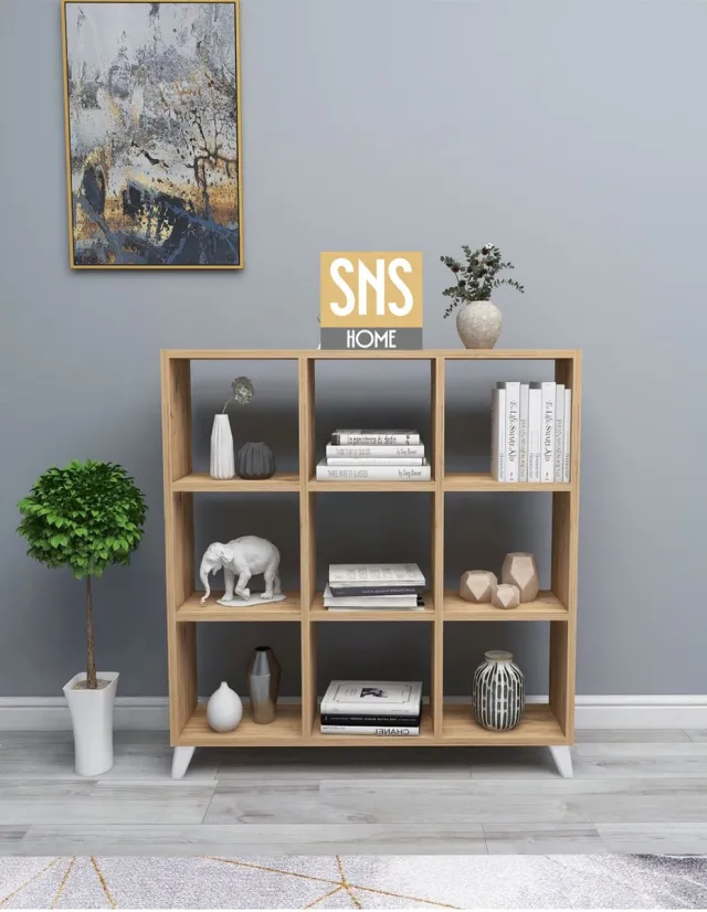 Bofigo SNS Home - Kubus Boekenkast - 9 Vakken - Planken - Pijnboom