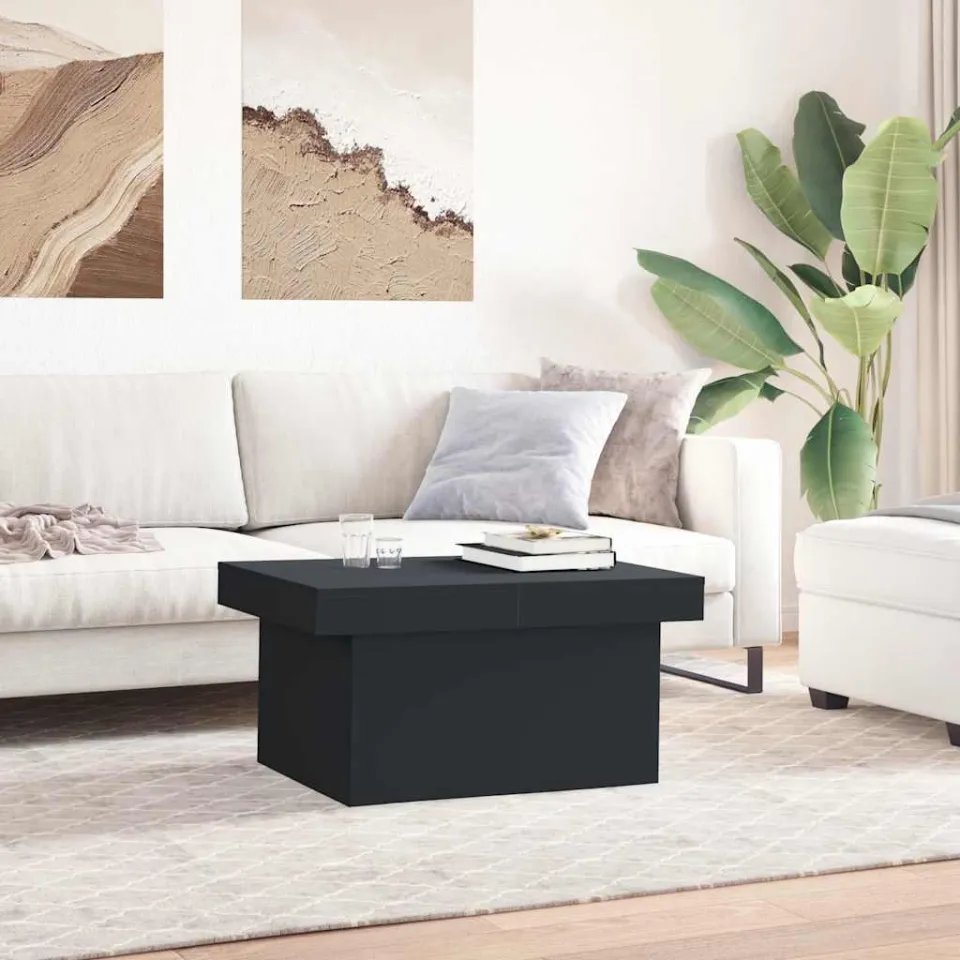 vidaXL Salontafel 80x55x40 cm bewerkt hout zwart, foto 3