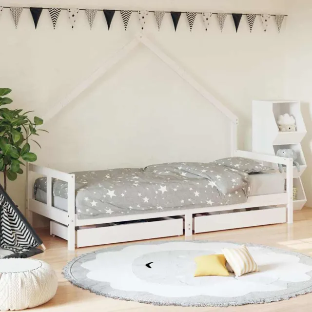 vidaXL Kinderbedframe met lades 80x200 cm massief grenenhout wit, foto 2