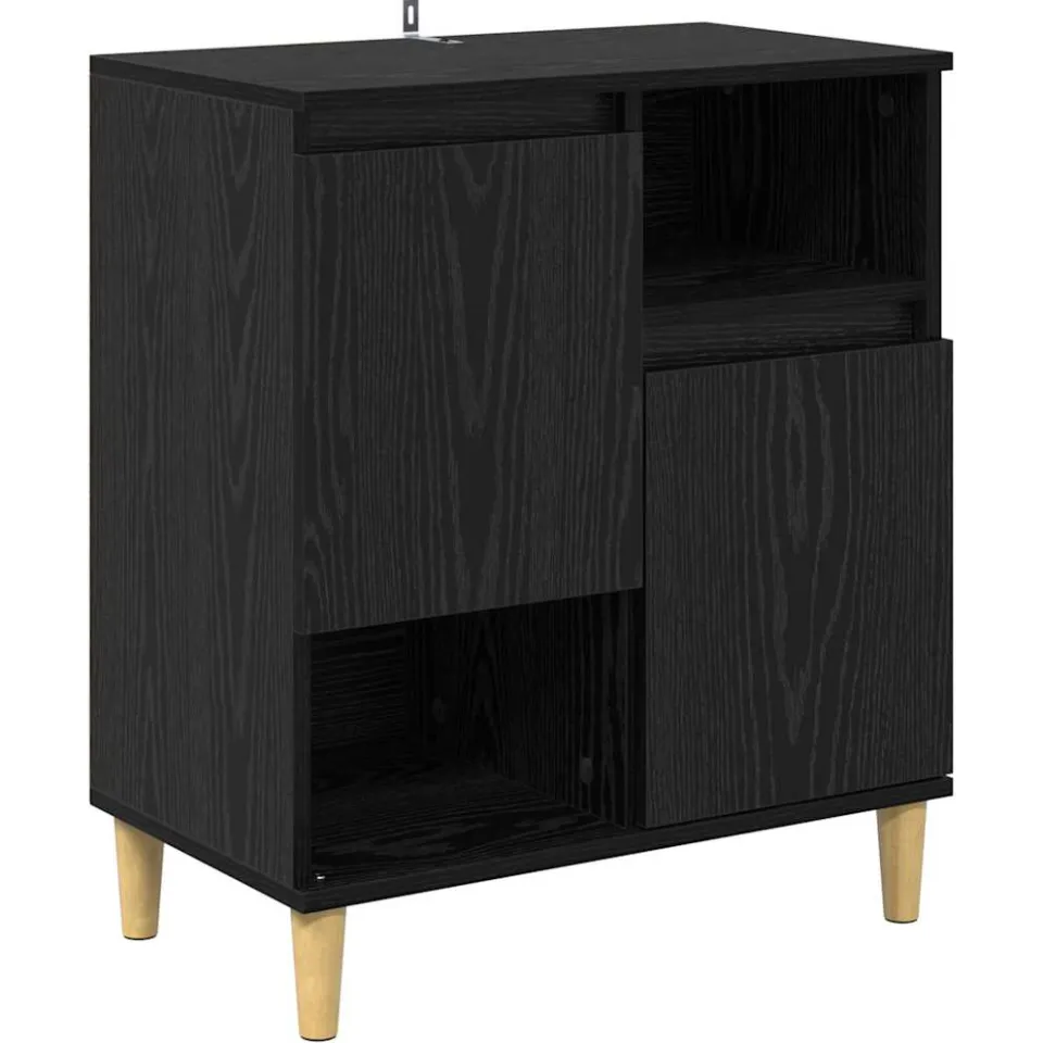 vidaXL Dressoirs 3 st Zwart Eiken 60 x 35 x 70 cm Bewerkt hout, foto 4