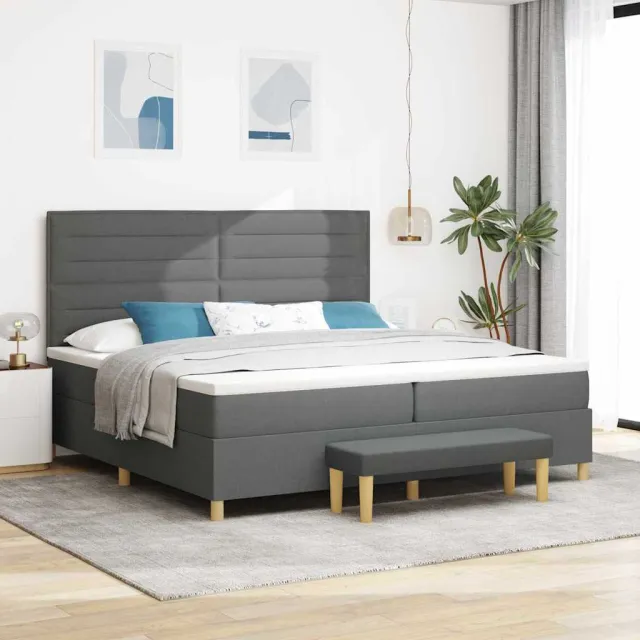 vidaXL Boxspring bed met matras Donkergrijs 200 x 200 cm Stof