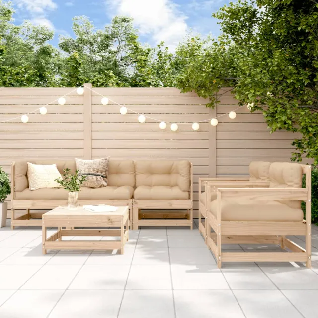 vidaXL 6-delige Loungeset met kussens massief hout Bruin