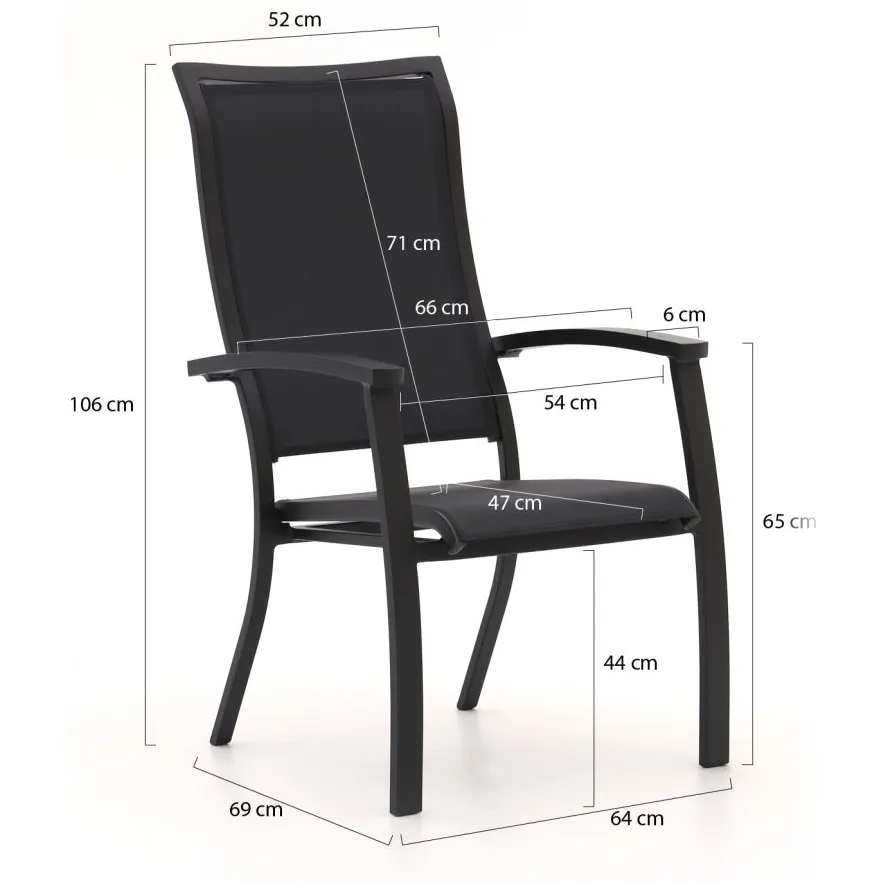 Bellagio tuinmeubelen Bellagio Lugo/Fidenza ø 149cm dining tuinset 6-delig stapelbaar zwart, foto 3