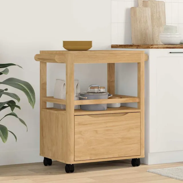vidaXL Keuken Trolley FLORO Wasbruin 72,5 x 45 x 80 cm bruin, foto 2