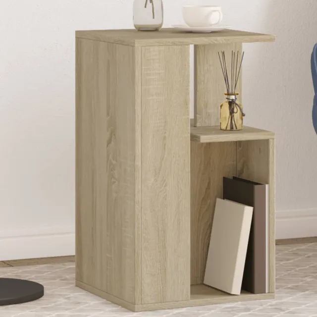 vidaXL Bijzettafel 35x35x60 cm bewerkt hout sonoma eikenkleurig, foto 2