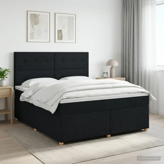 vidaXL Boxspringbed met matras met hoofdeinde Zwart 140 x 200 cm Stof