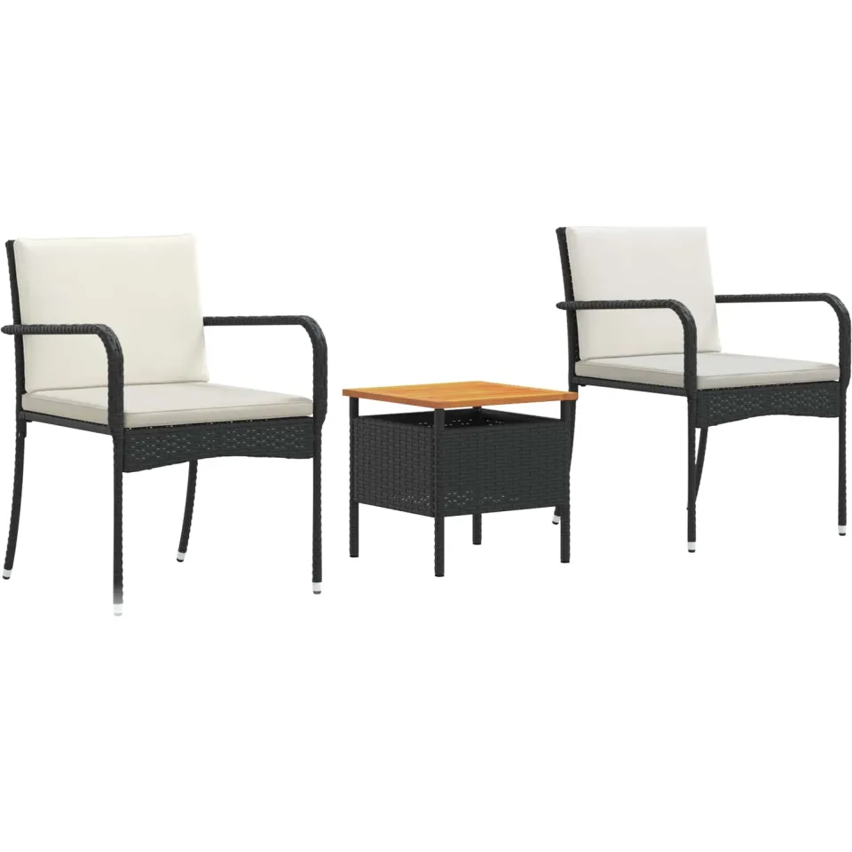 vidaXL Tuinset Zwart poly rattan