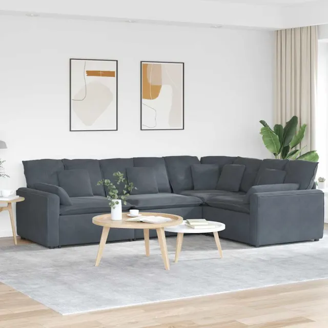vidaXL Modulaire bank met kussens fluweel donkergrijs