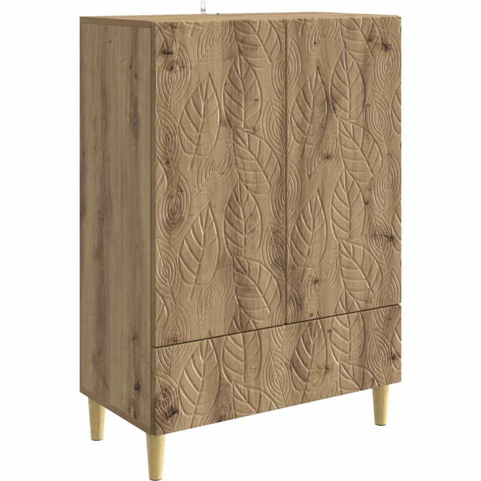 vidaXL Dressoir Artisanaal eiken 66 x 34,5 x 95 cm Bewerkt hout Bruin