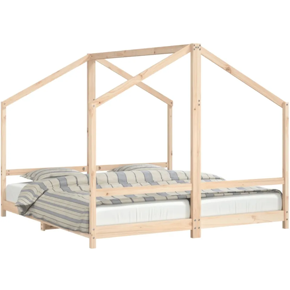 vidaXL Kinderbedframe 2x(90x190) cm massief grenenhout bruin, foto 3