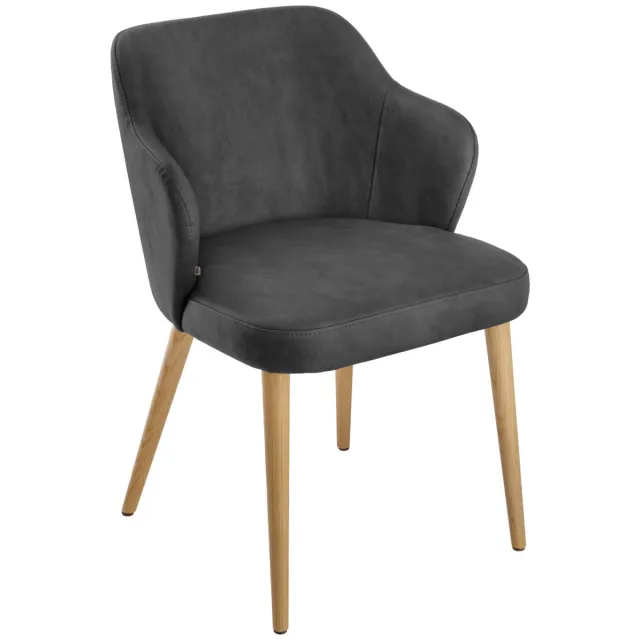 Vega Gestoffeerde stoel Katya kunstleer; 55x58x81 cm (BxDxH); zitting antraciet, frame bruin