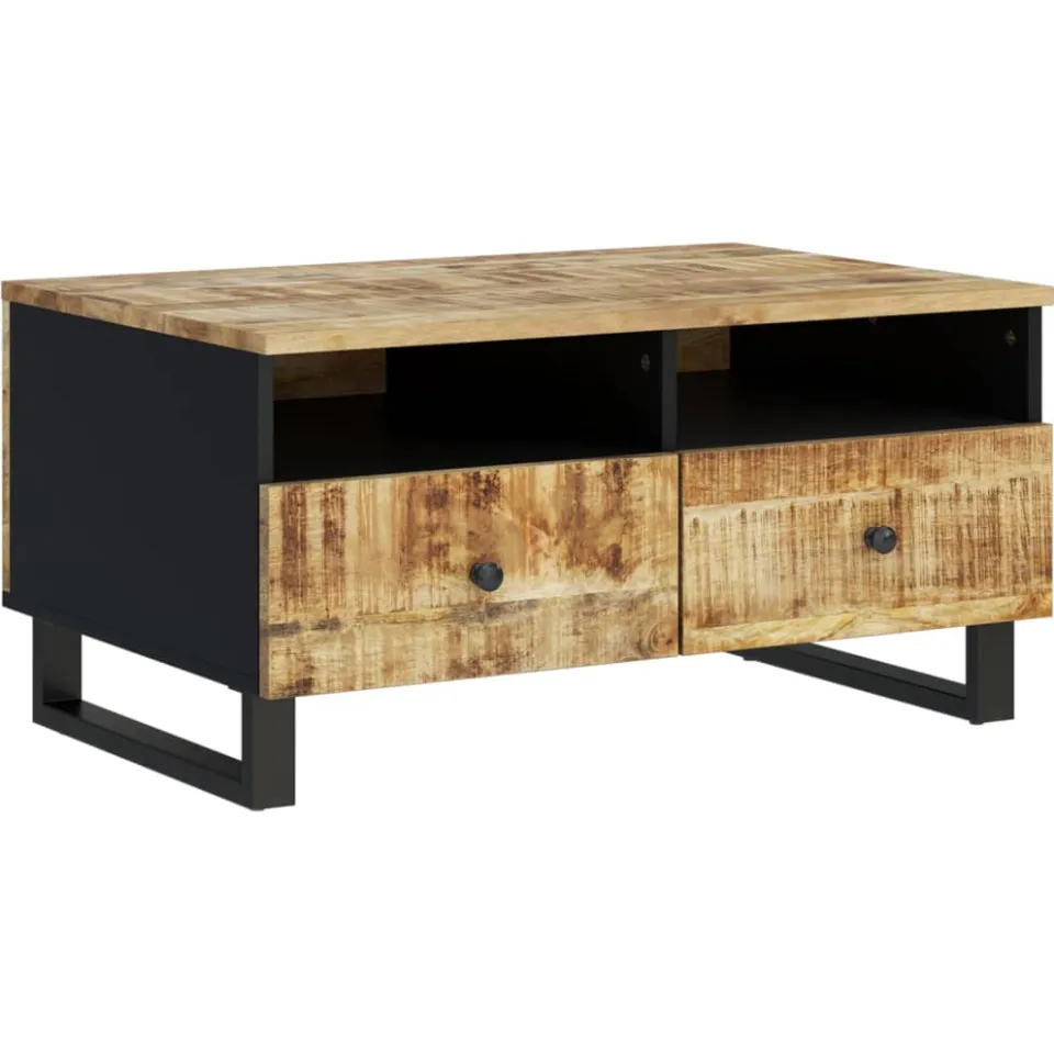 vidaXL Salontafel 80x54x40 cm massief mangohout en bewerkt hout Bruin