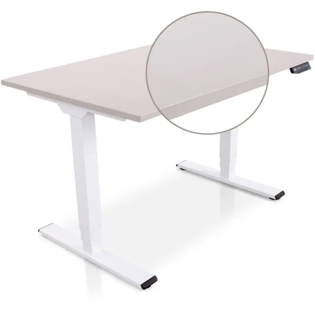 Multi Ratio Lineaflex MRC COMFORT Zit-Sta Bureau – Elektrisch Verstelbaar – 120x80 cm – Blad Sand Grey – Wit Frame – ARBO Norm NEN-EN 527 – Met memorybediening – 100 KG Draagvermogen – 130 cm Hoog