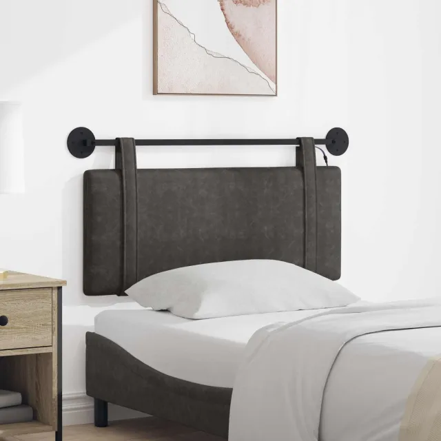 vidaXL Hangend hoofdbord Zwart Antiek PU