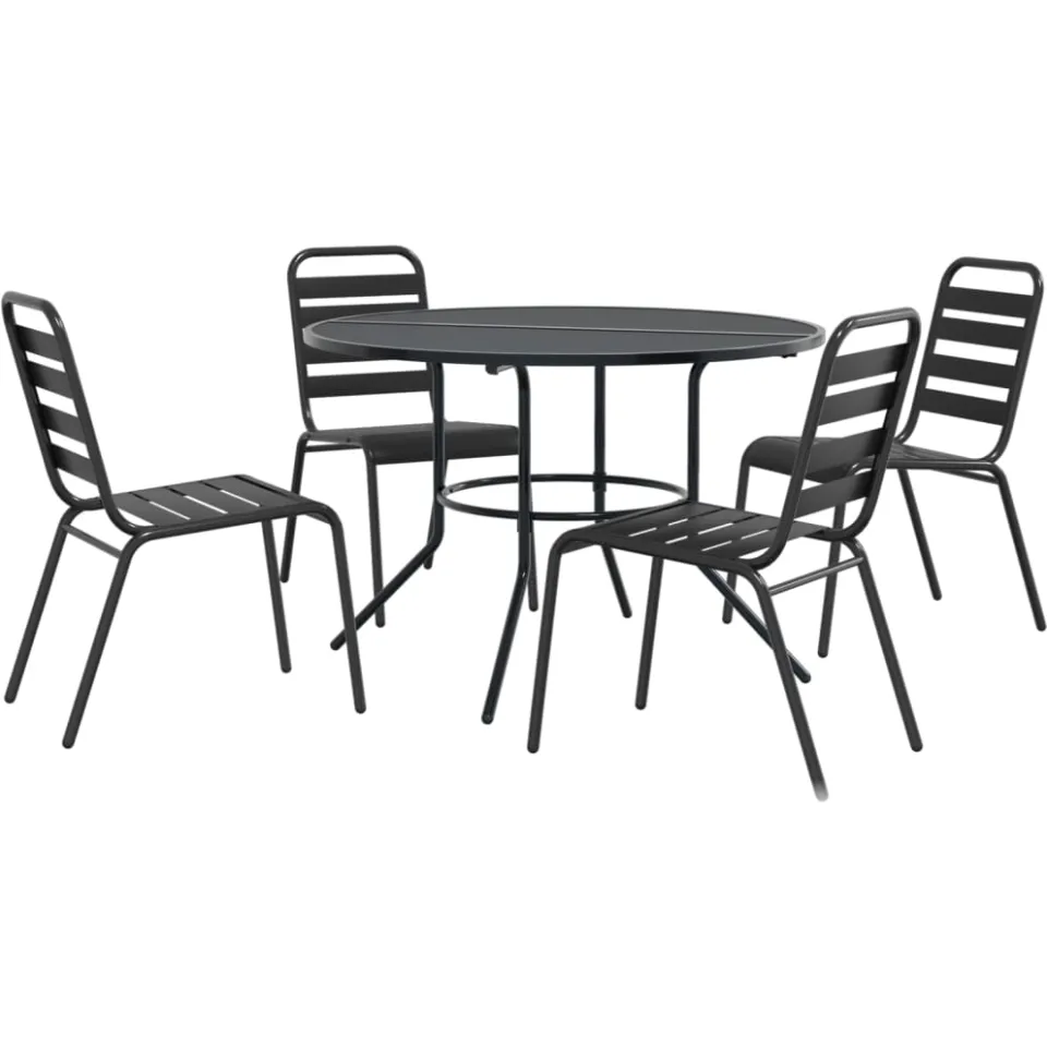 vidaXL 5-delige Tuinset stapelbaar gepoedercoat staal antracietkleur, foto 4
