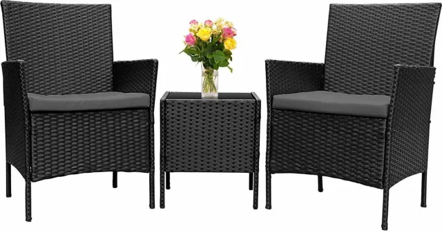 Bolt Edge Tuinset - 2 Persoons - Loungeset - Wasbare Kussens - Tuintafel en stoelen Zwart