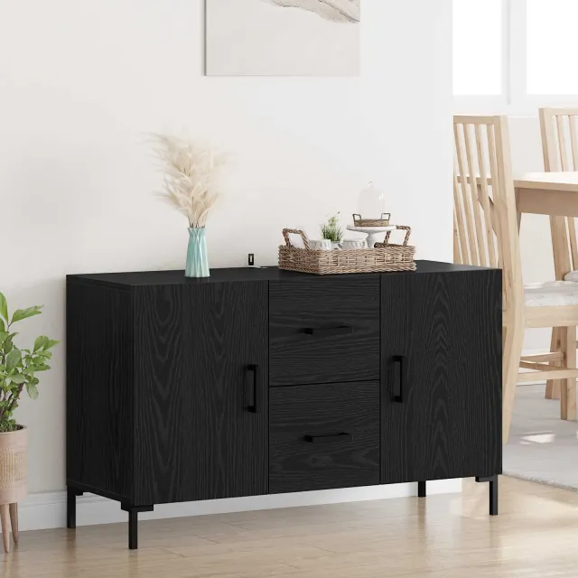vidaXL Dressoir Zwart Eiken 100 x 36 x 60 cm Bewerkt hout