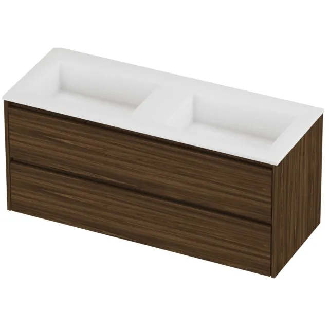 Proline Aristo Badmeubelset Polystone Elegant Dubbel 120x46x54 cm Mat White Cabana Oak Eiken