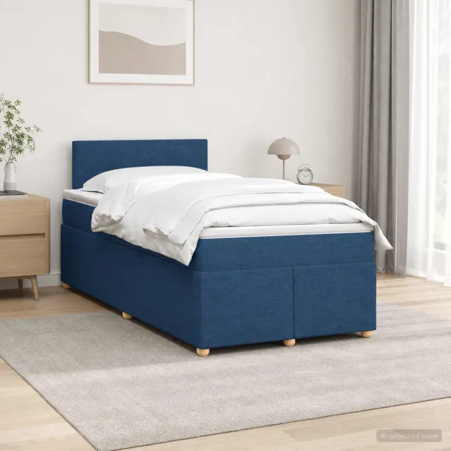 vidaXL Boxspringbed met matras met hoofdeinde Blauw 120 x 190 cm Stof