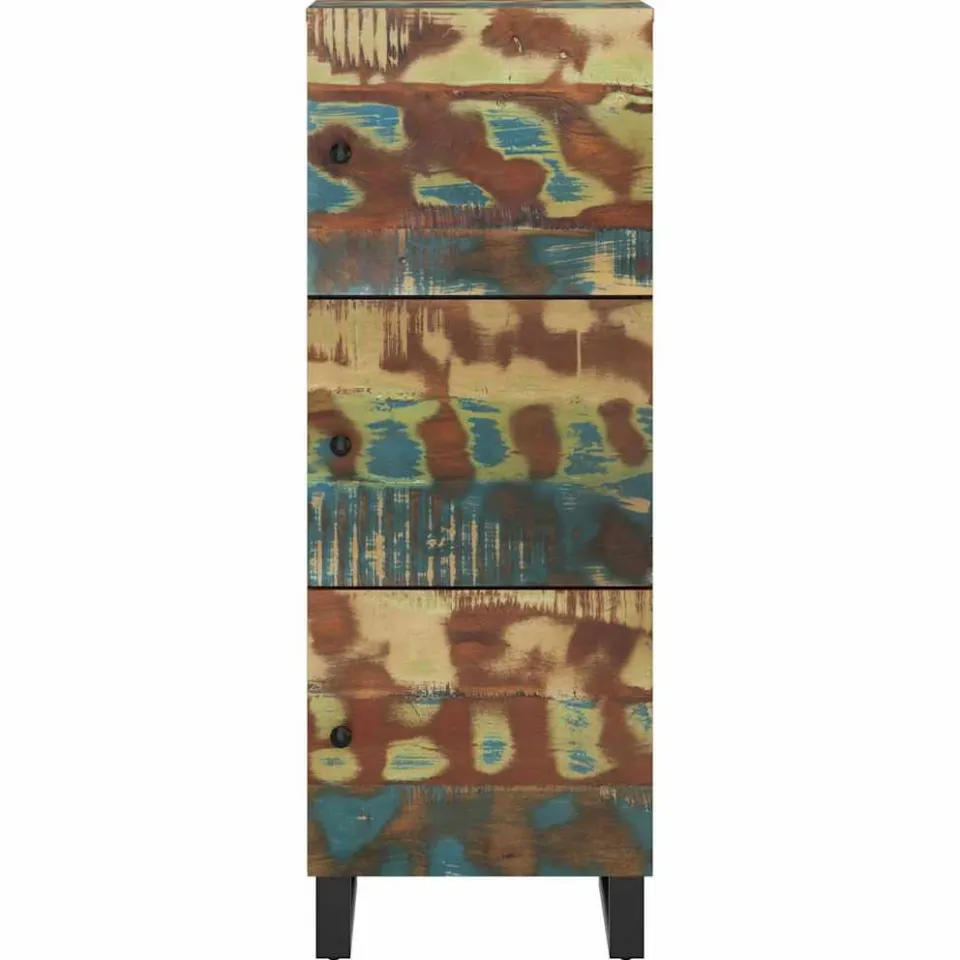 vidaXL Hoge kast met 3 deuren 40x33x110 cm gerecycled hout en ijzer Meerkleurig