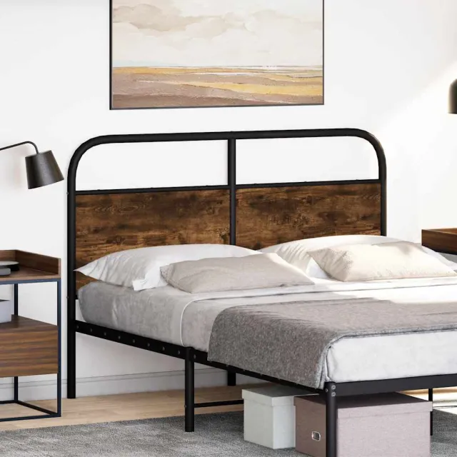 vidaXL Vervangend hoofdbord 135 cm staal en gerookt eikenkleurig Bruin