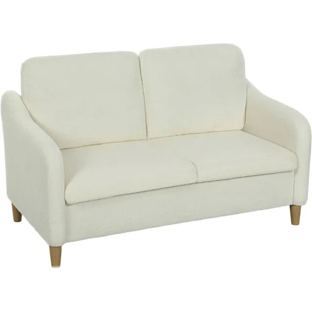 Homcom Loveseat-Polyester, Eucalyptus hout-137L x 69B x 82H cm-Crèmewit