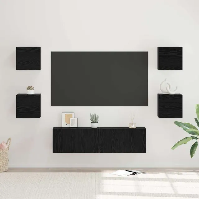 vidaXL Tv-meubelset 6 st 60 x 30 x 30 cm Zwart Eiken