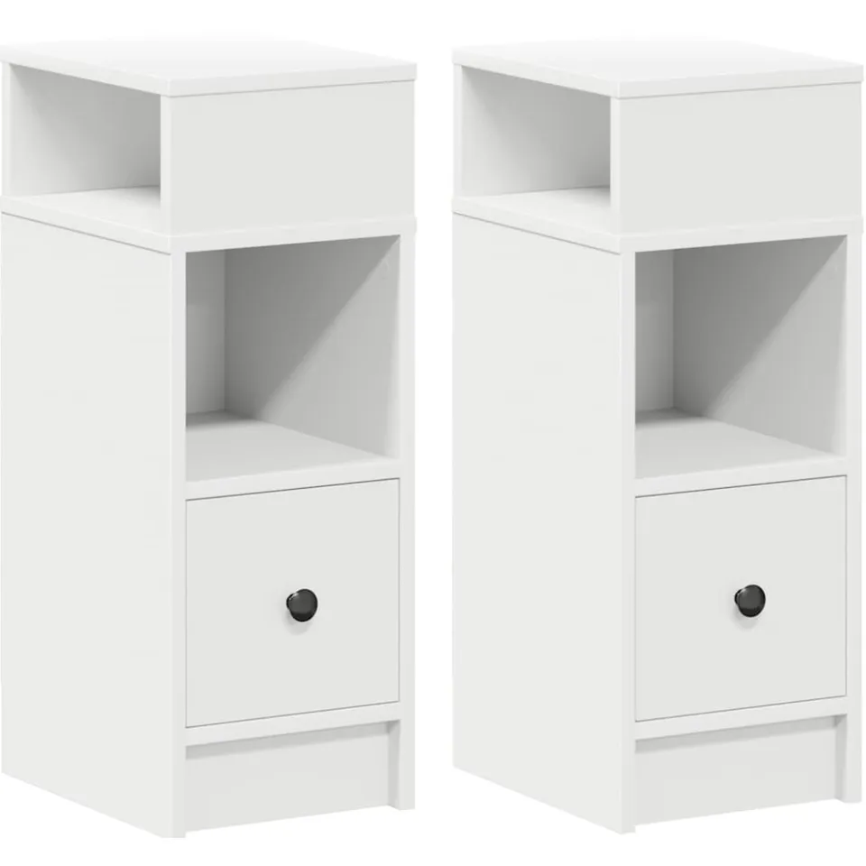 vidaXL Nachtkastjes 2 st met lade 25x31x66 cm wit