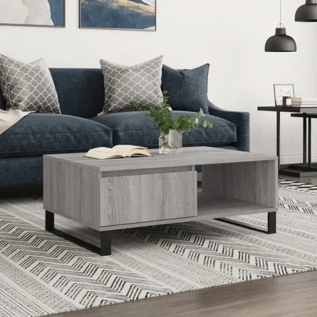 vidaXL Salontafel 90x60x35 cm bewerkt hout grijs sonoma eikenkleurig, foto 2
