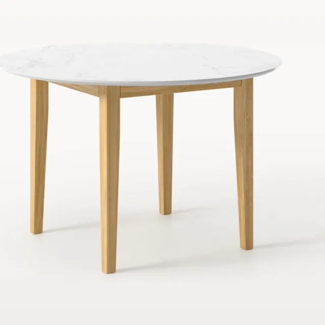 Westwing Collection Ronde eetkamertafel Jackson met marmerlook, in verschillende formaten Wit