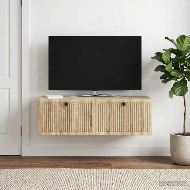vidaXL Wandbeugel TV-kast Sonoma Eiken 98 x 41 x 30 cm Bewerkt hout Bruin