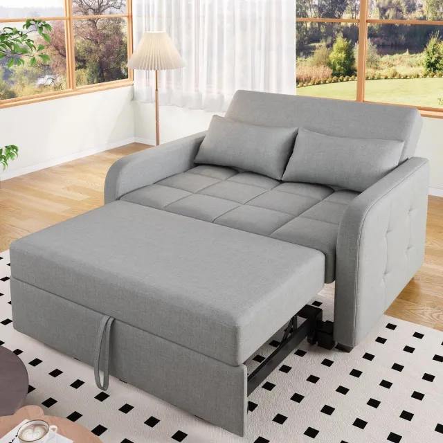 Sweiko Opklapbare Slaapbank - Verstelbare rugleuning - Met 2 kussens - 94x127x180 cm - Donkergrijs