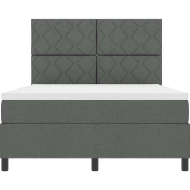 vidaXL Boxspring bed met hoofdeinde Donkergrijs 160 x 200 cm Stof