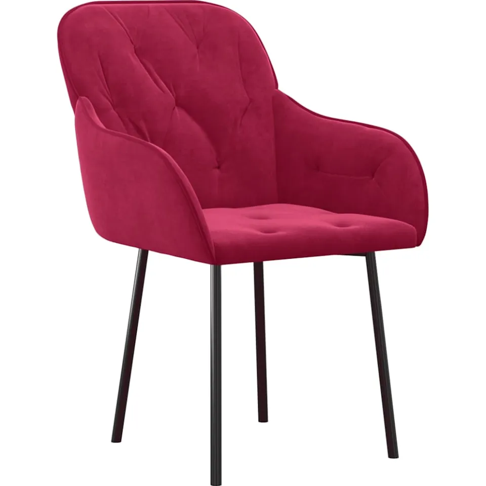 vidaXL Eetkamerstoelen 2 st fluweel wijnrood